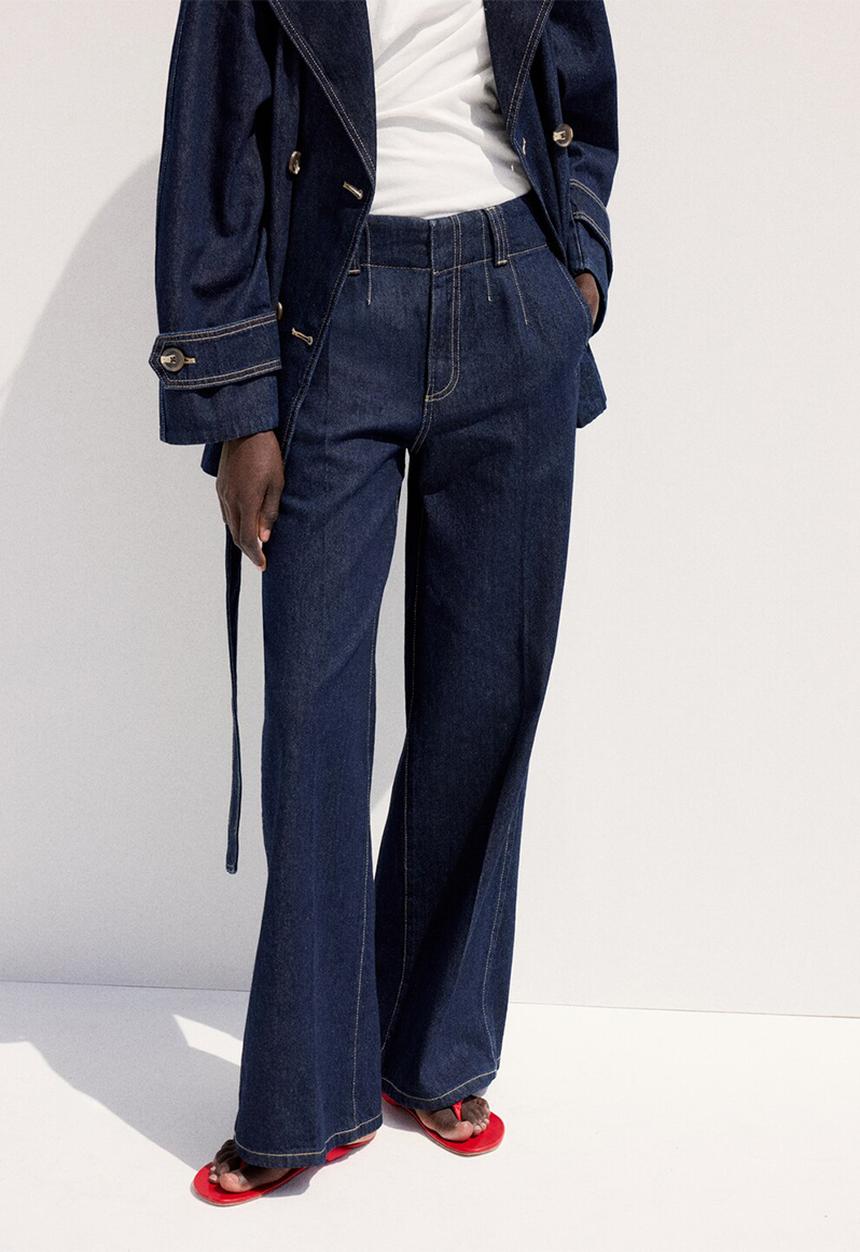 MANGO - Trousers alma- open blue