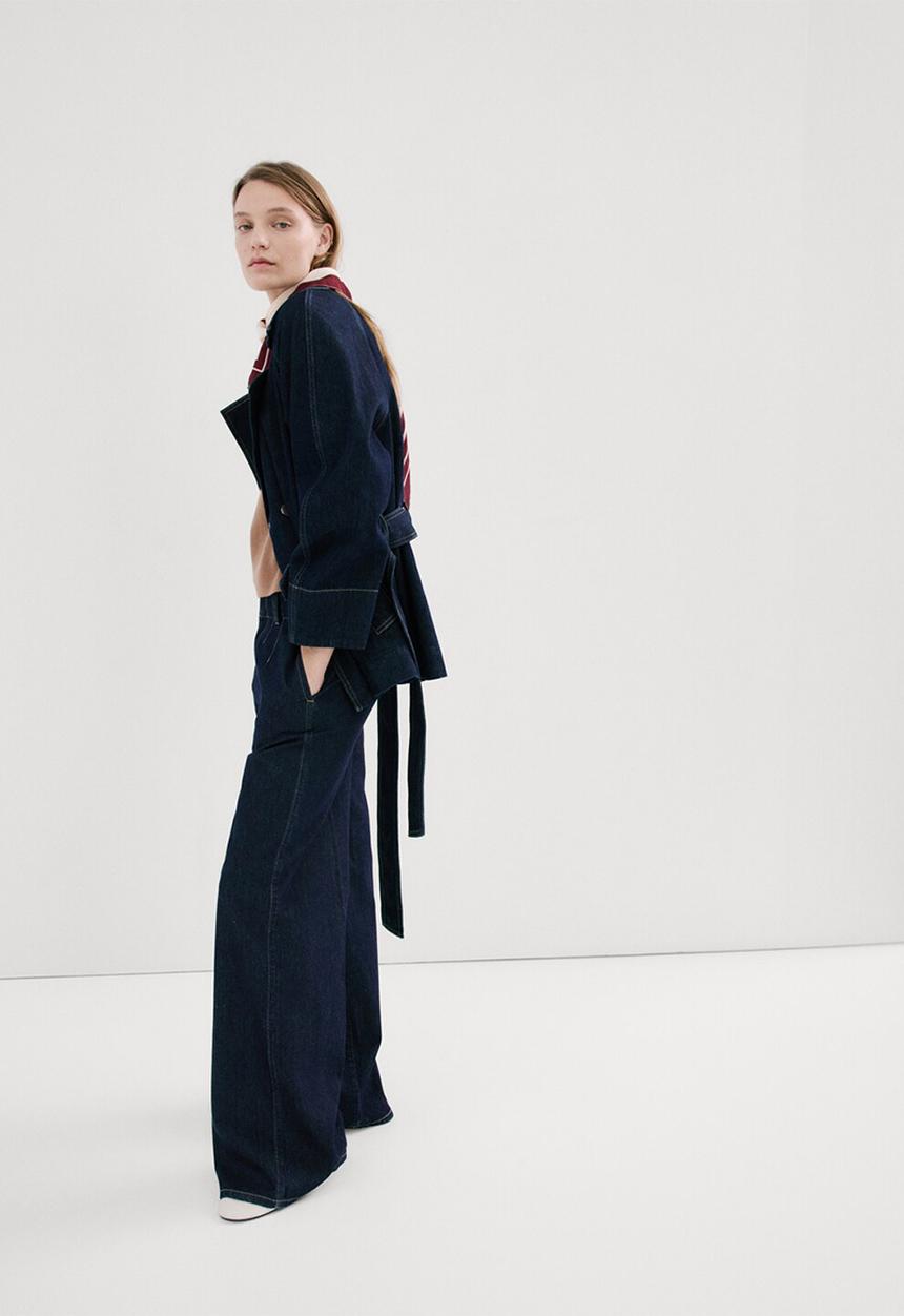 MANGO - Trousers alma- open blue