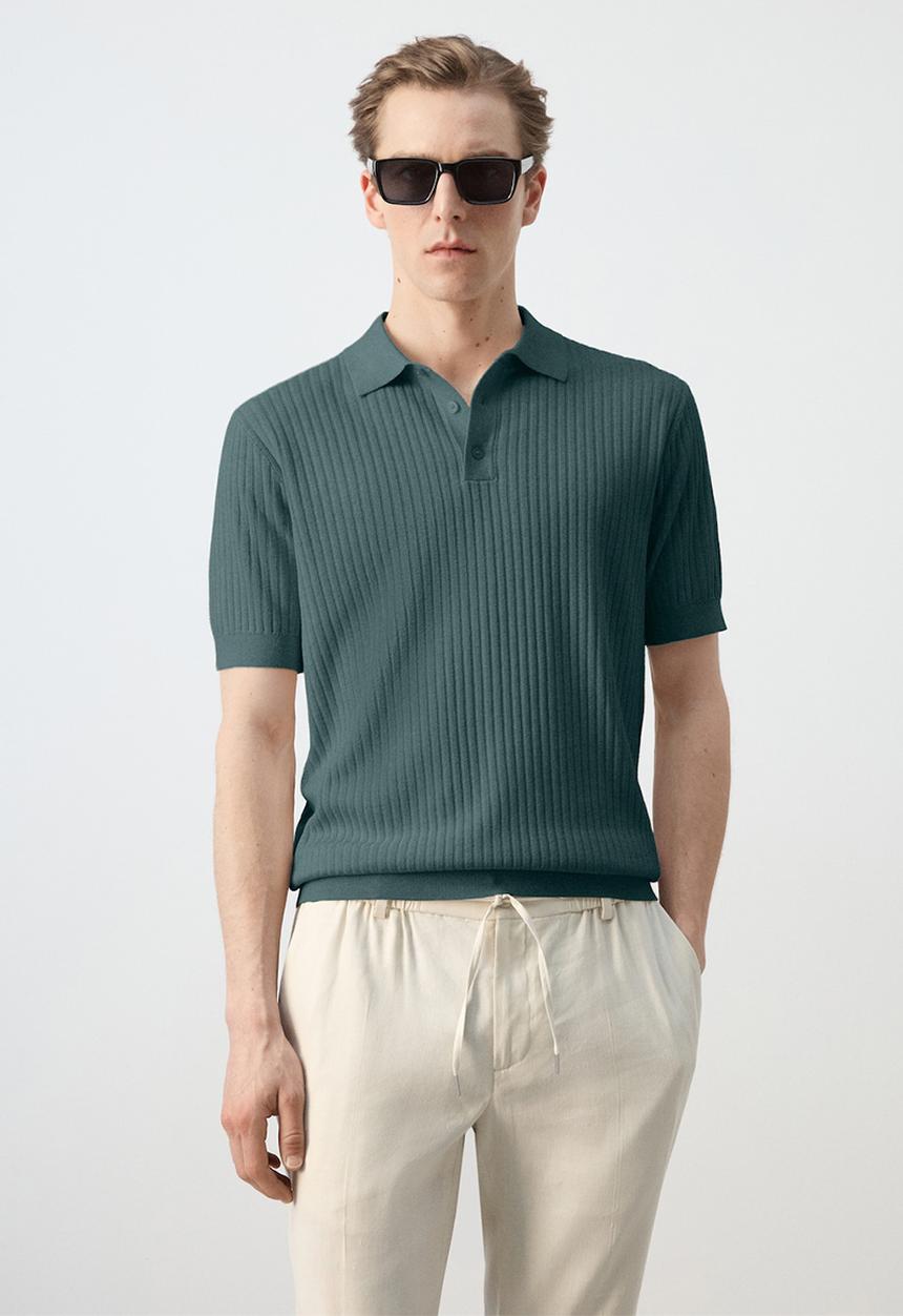 MANGO - Poloshirt Paule - Medium Green