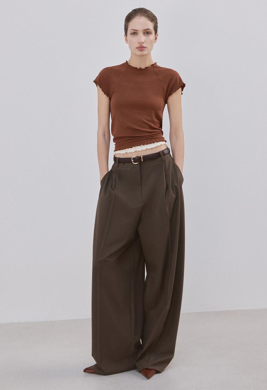 MANGO - T-shirt curlita  -  brown