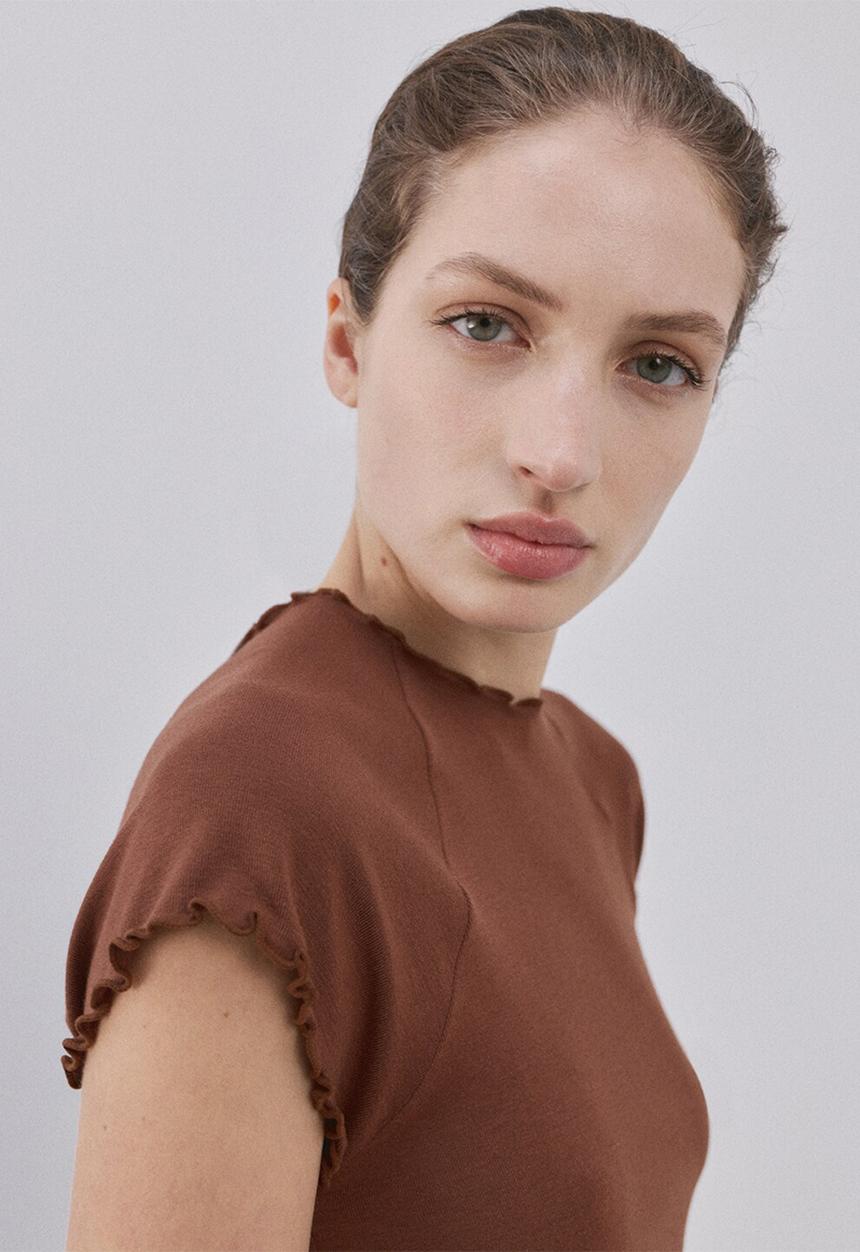 MANGO - T-shirt curlita  -  brown