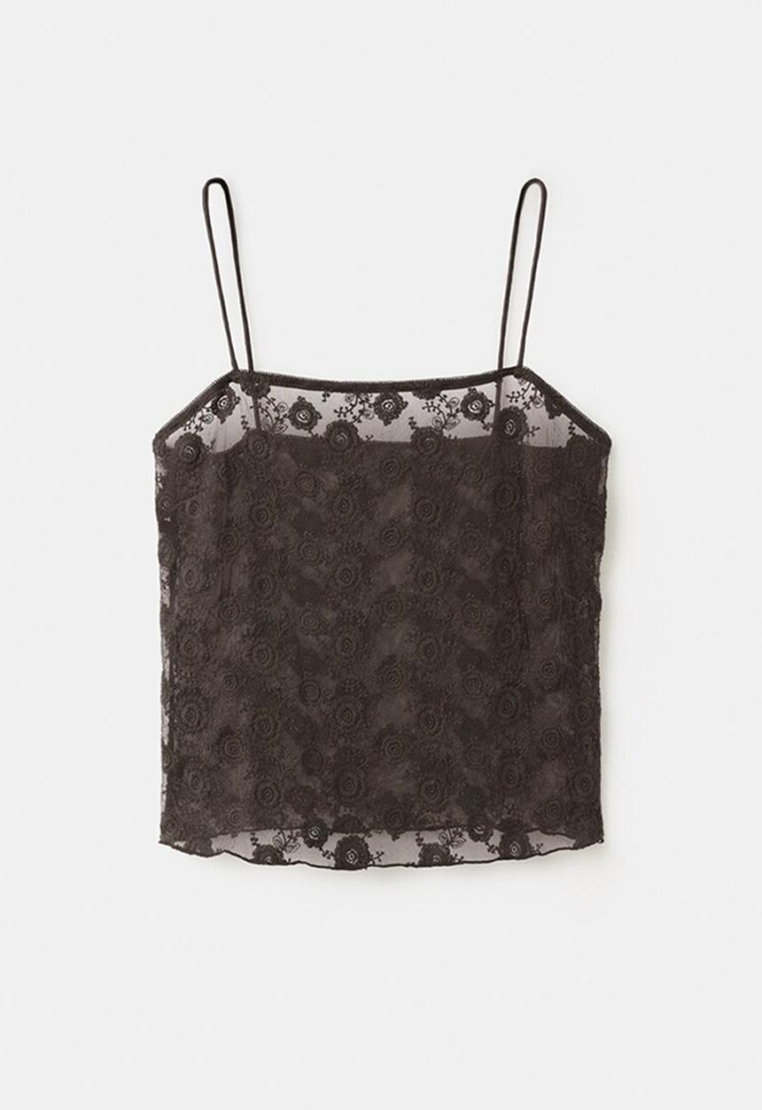 MANGO - Top lacey - khaki