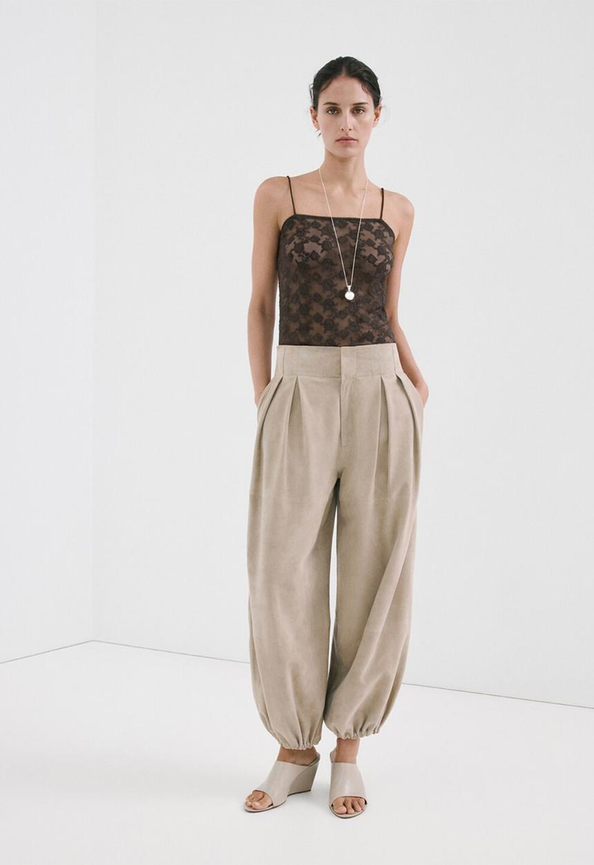 MANGO - Top lacey - khaki