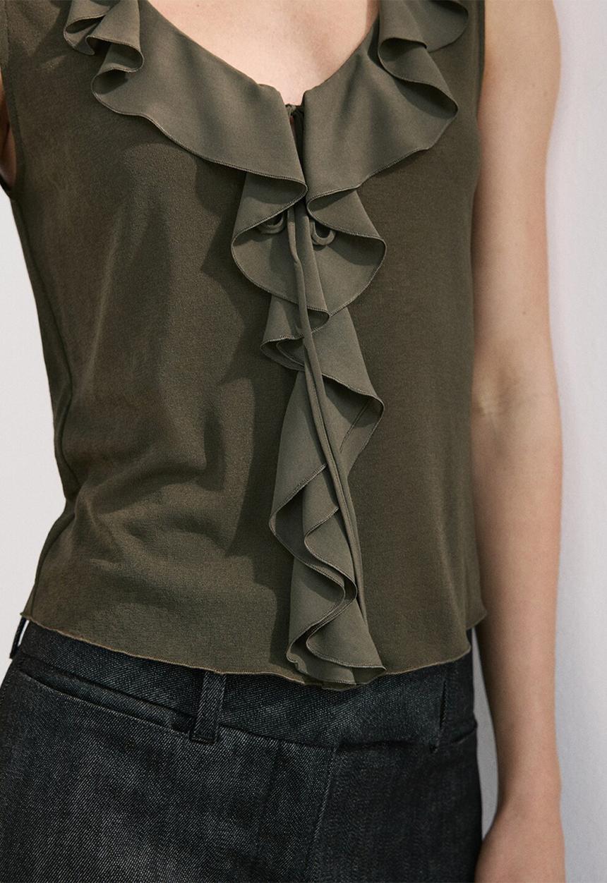 MANGO - Top voland - khaki