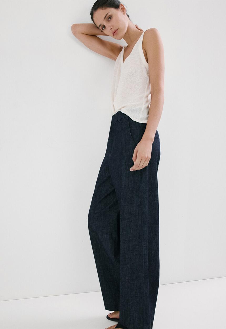 MANGO - Trousers nina - open blue