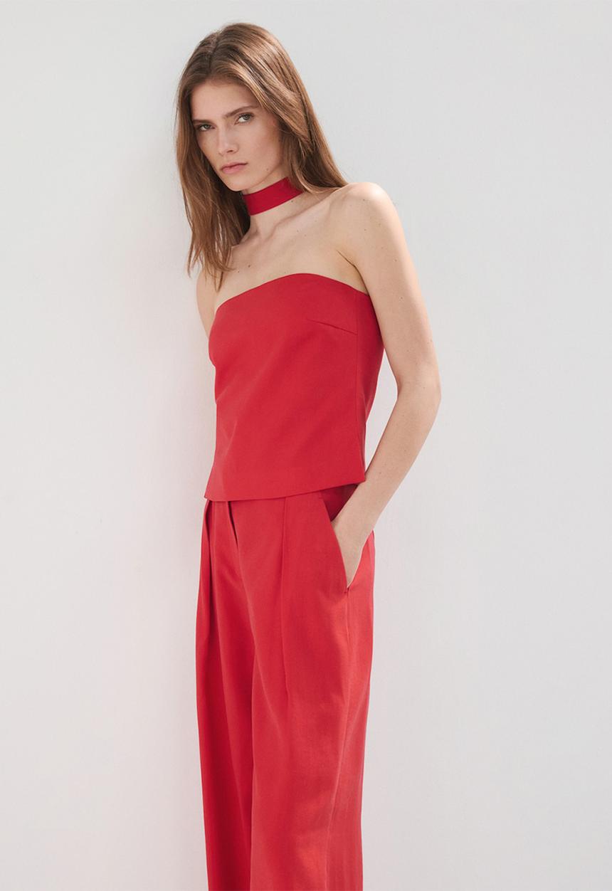 MANGO - Trousers maris - red