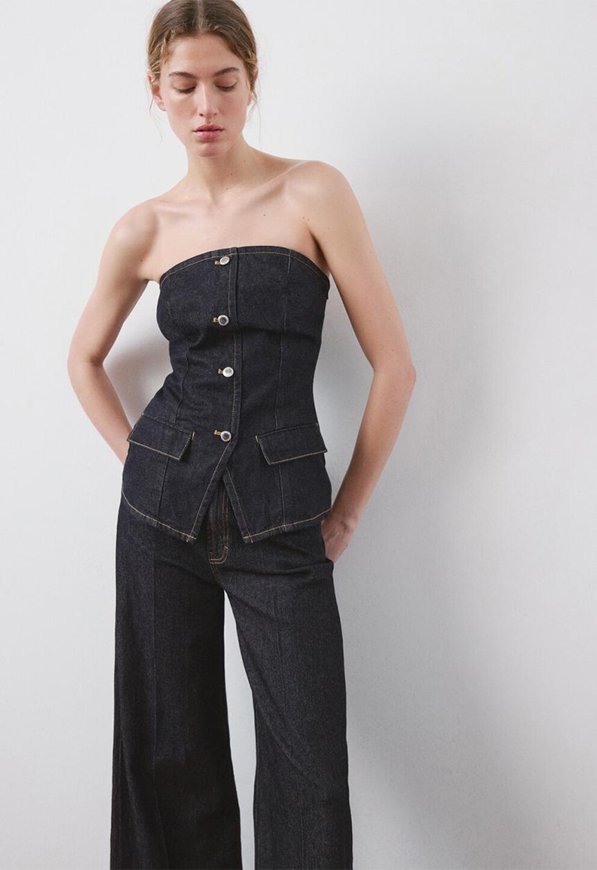 MANGO - Top clemence - open blue