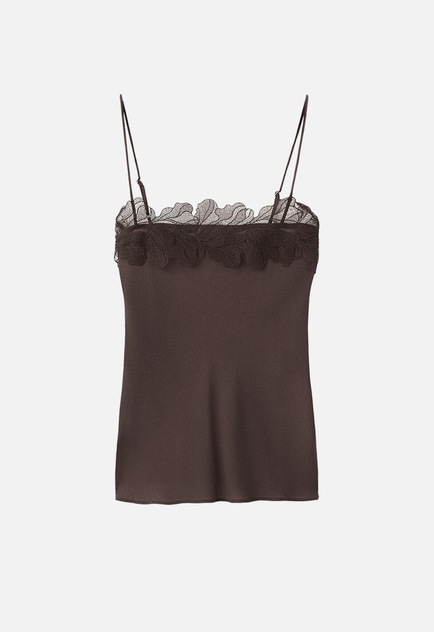 MANGO - Top lotus - dark brown