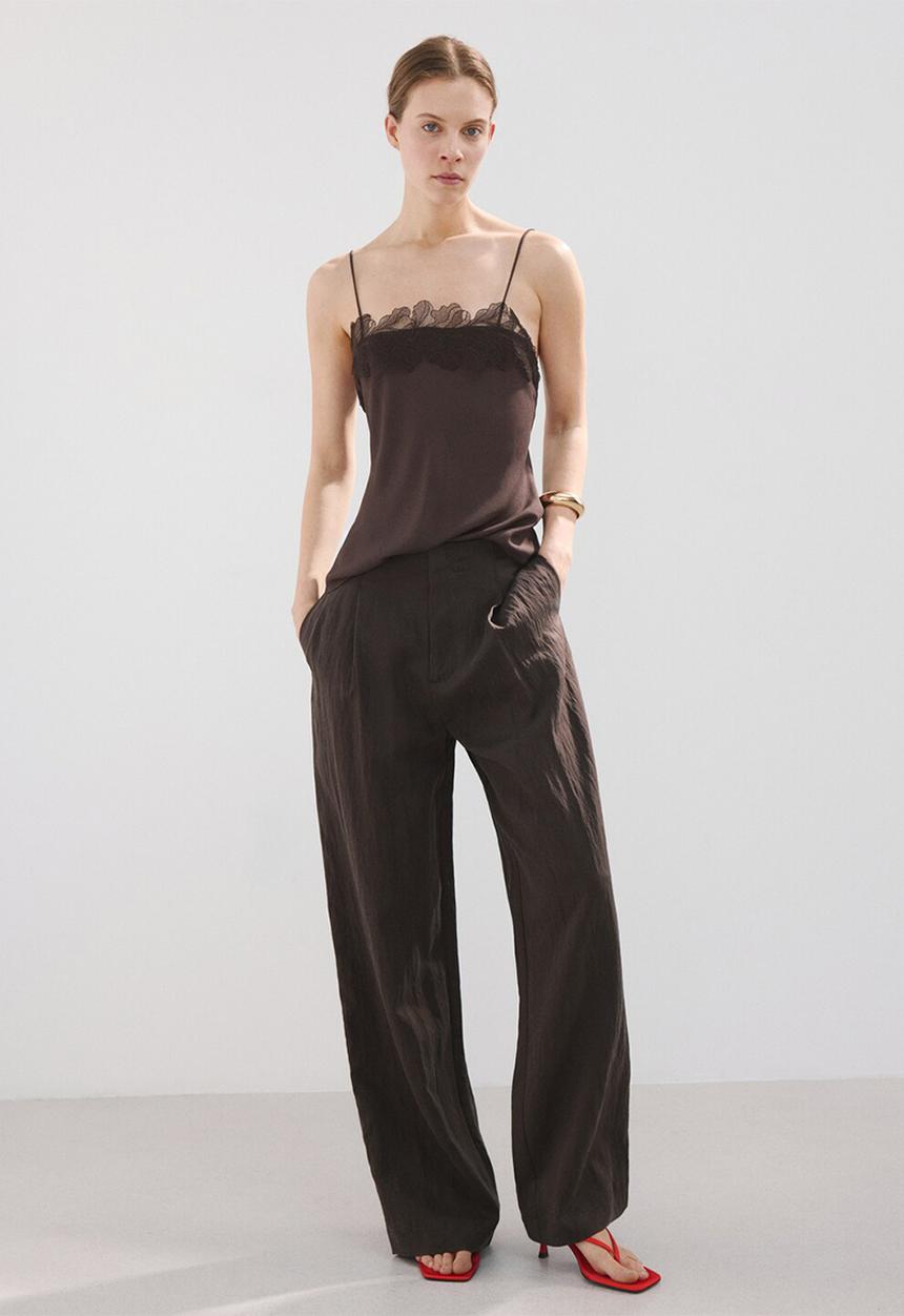 MANGO - Top lotus - dark brown