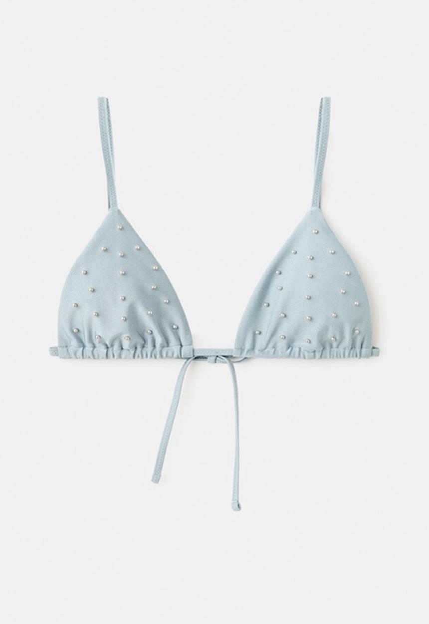 MANGO - Bikini top diaco- light/pastel gray