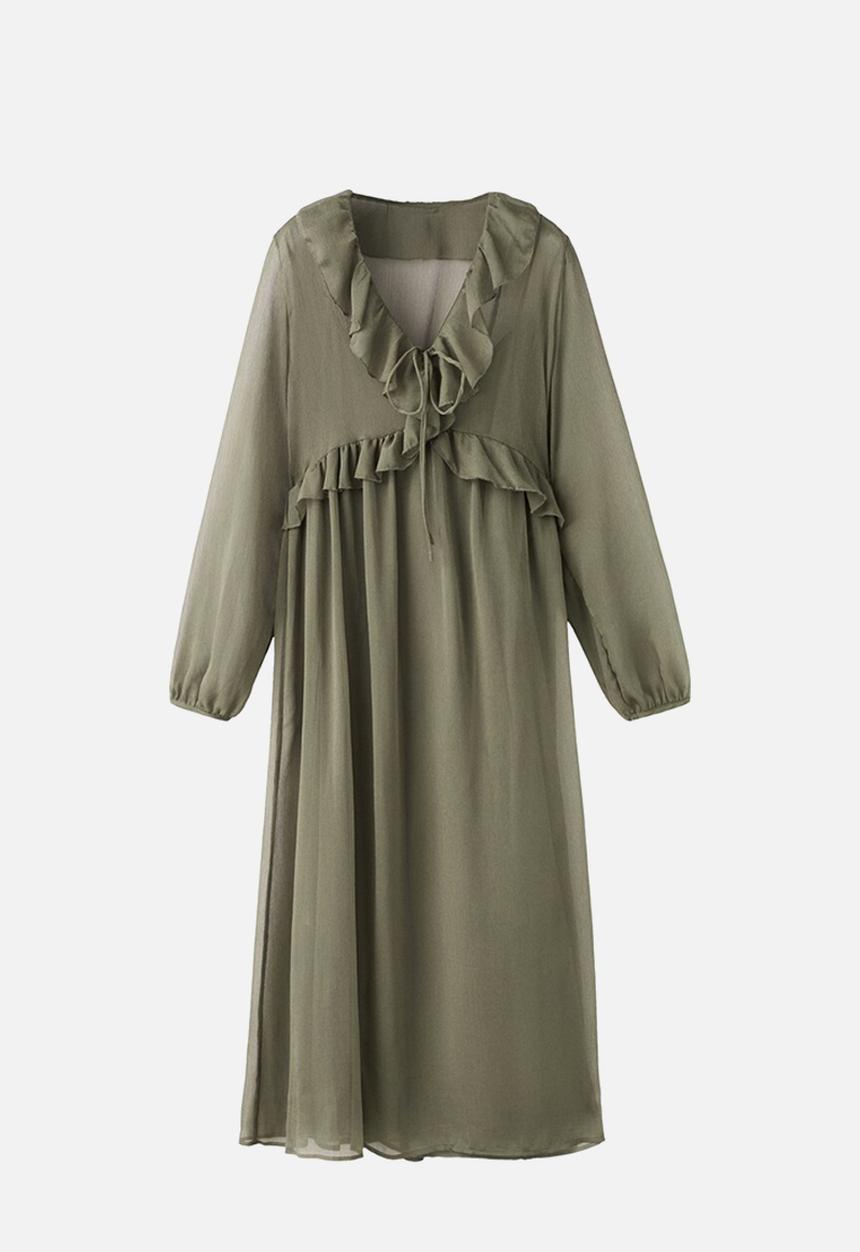 MANGO - Dress romance - beige/khaki