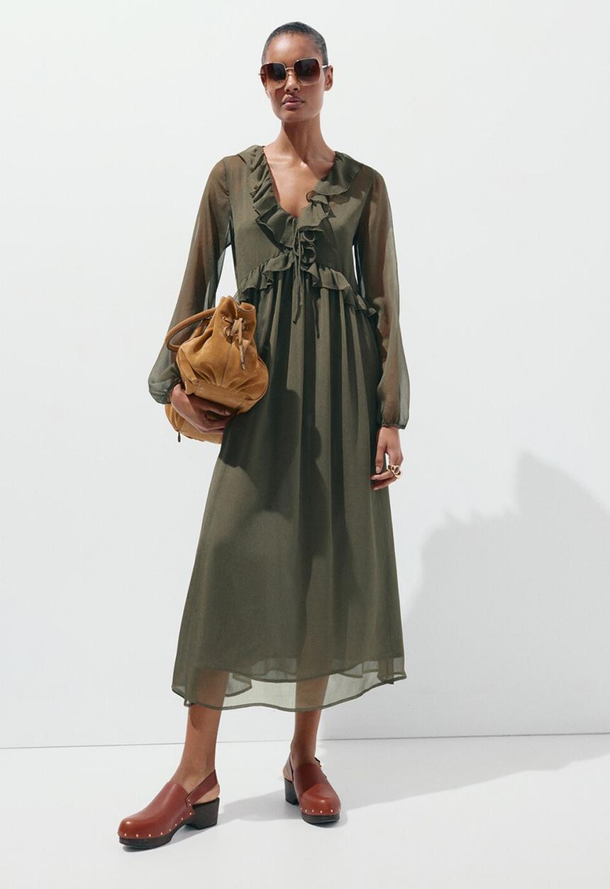 MANGO - Dress romance - beige/khaki