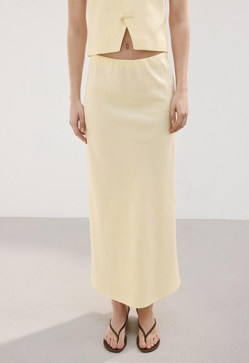MANGO - Skirt laguna - light/pastel yellow