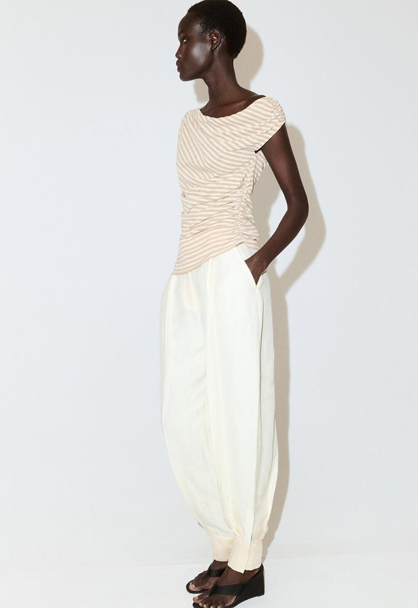 MANGO - T-shirt dela - light beige