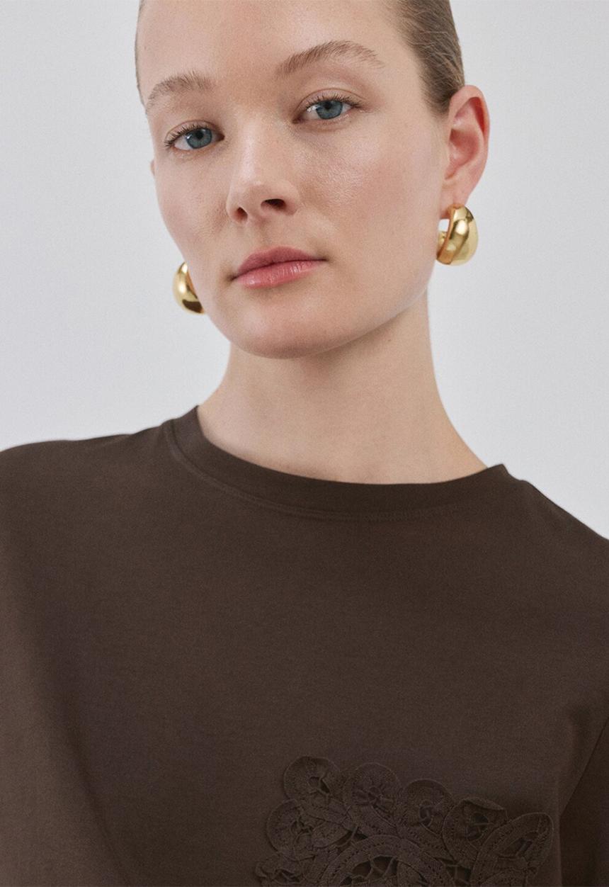 MANGO - T-shirt daisy - dark brown