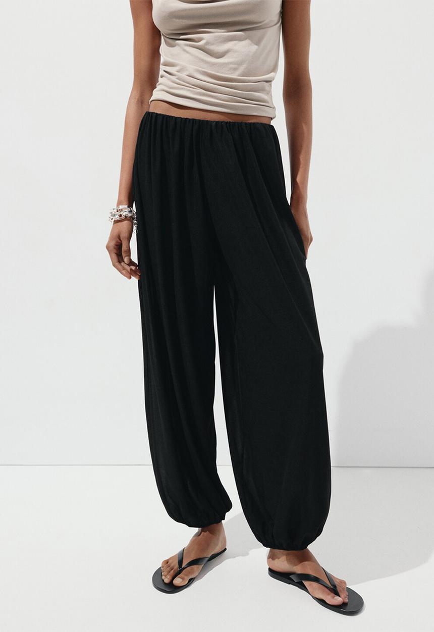 MANGO - Trousers corini - black
