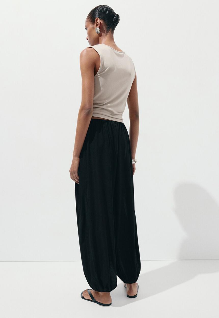 MANGO - Trousers corini - black