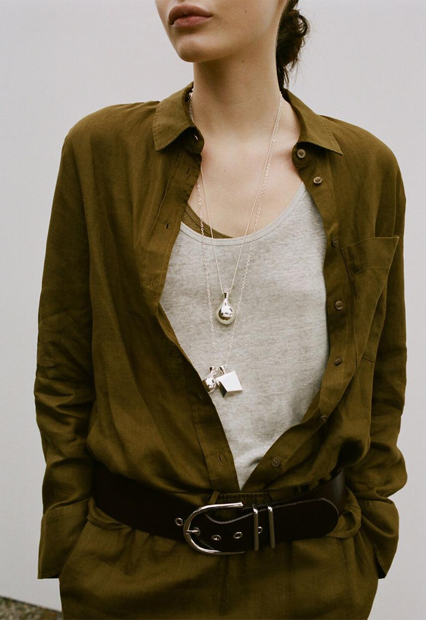 MANGO - Shirt lino - dark green