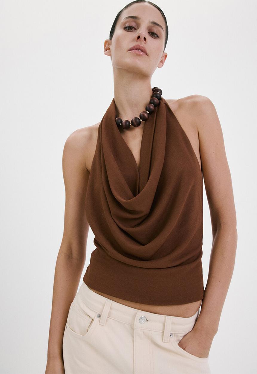 MANGO - Top coris - brown