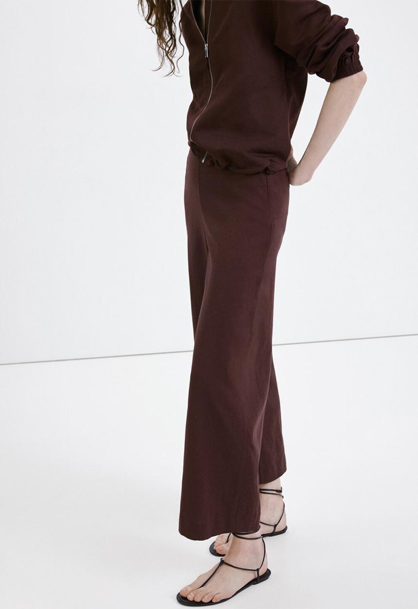 MANGO - Trousers linovis - dark brown