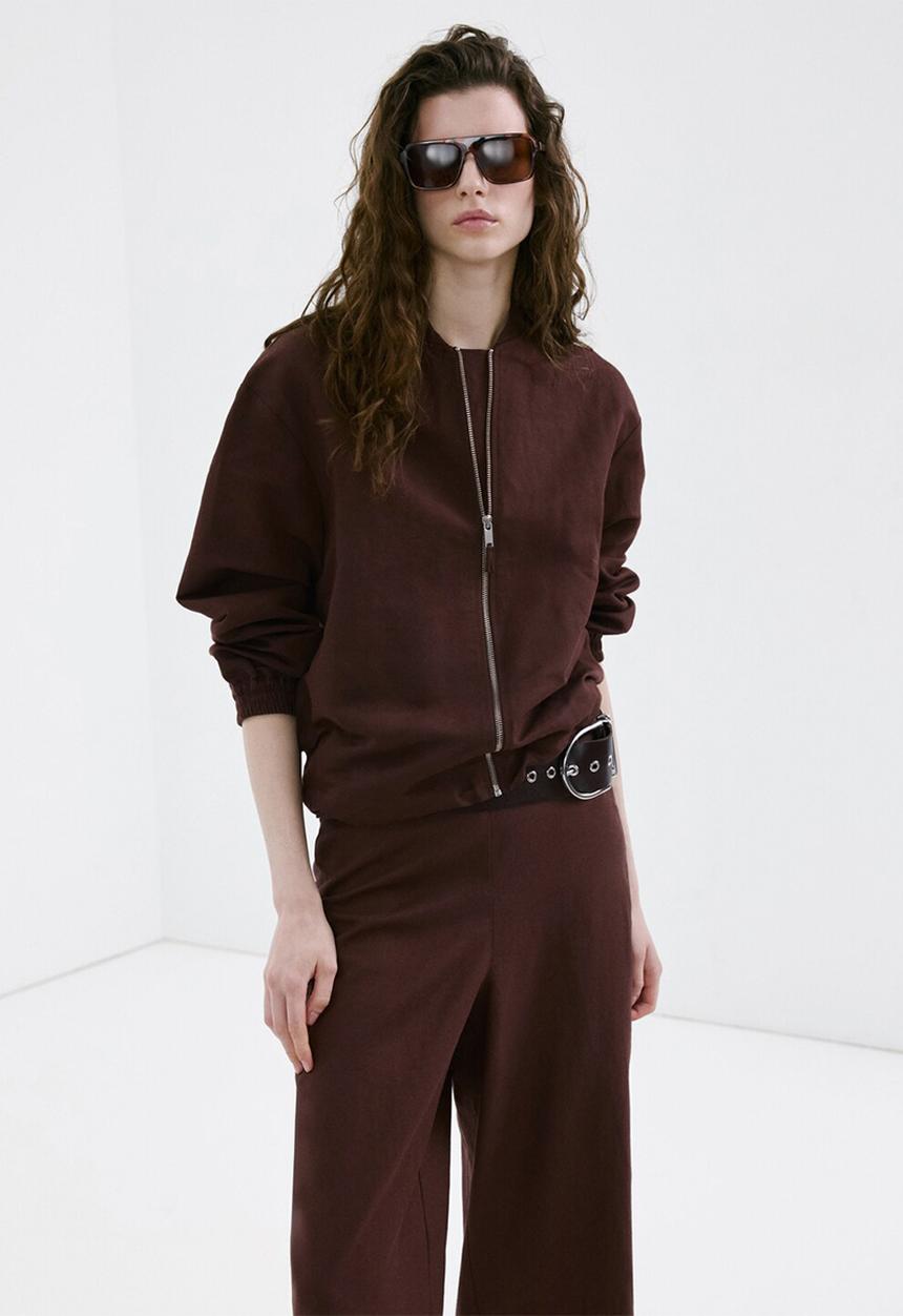 MANGO - Trousers linovis - dark brown