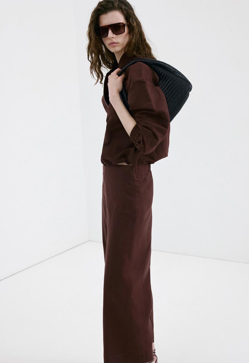 MANGO - Trousers linovis - dark brown