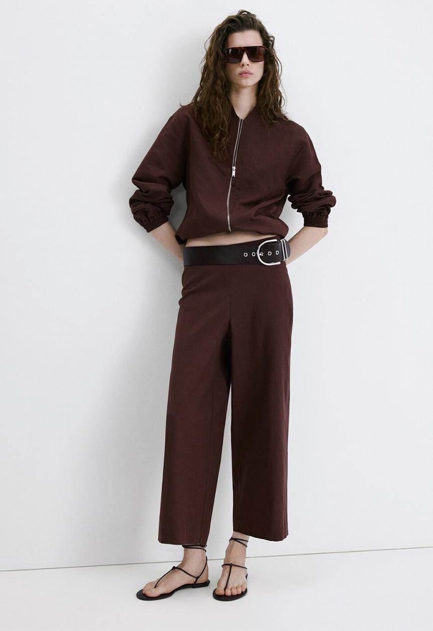 MANGO - Trousers linovis - dark brown