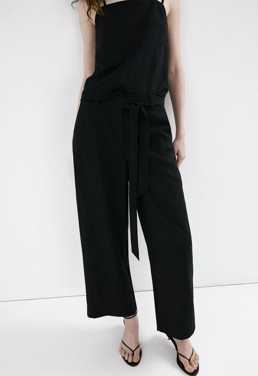 MANGO - Trousers espresso - black