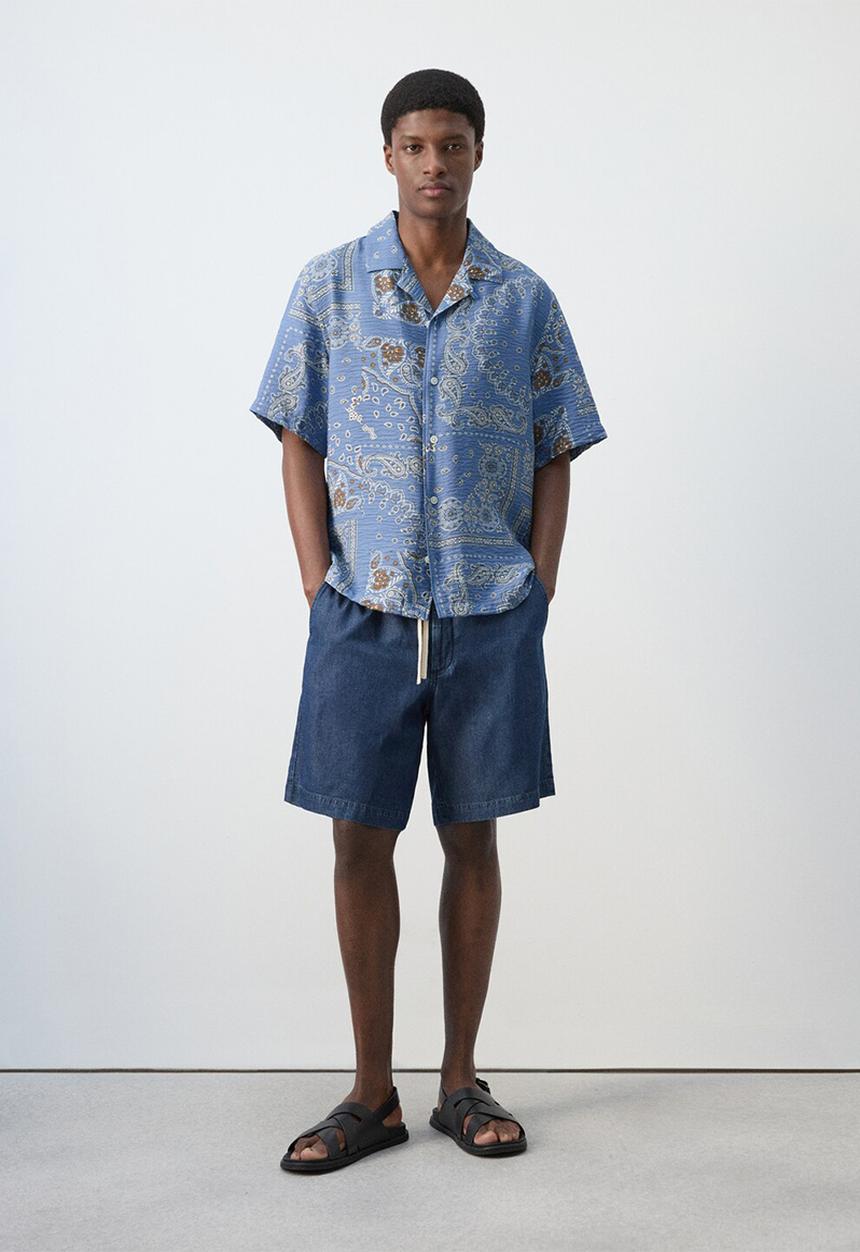 MANGO - Shirt Madras - Whitish-Blue