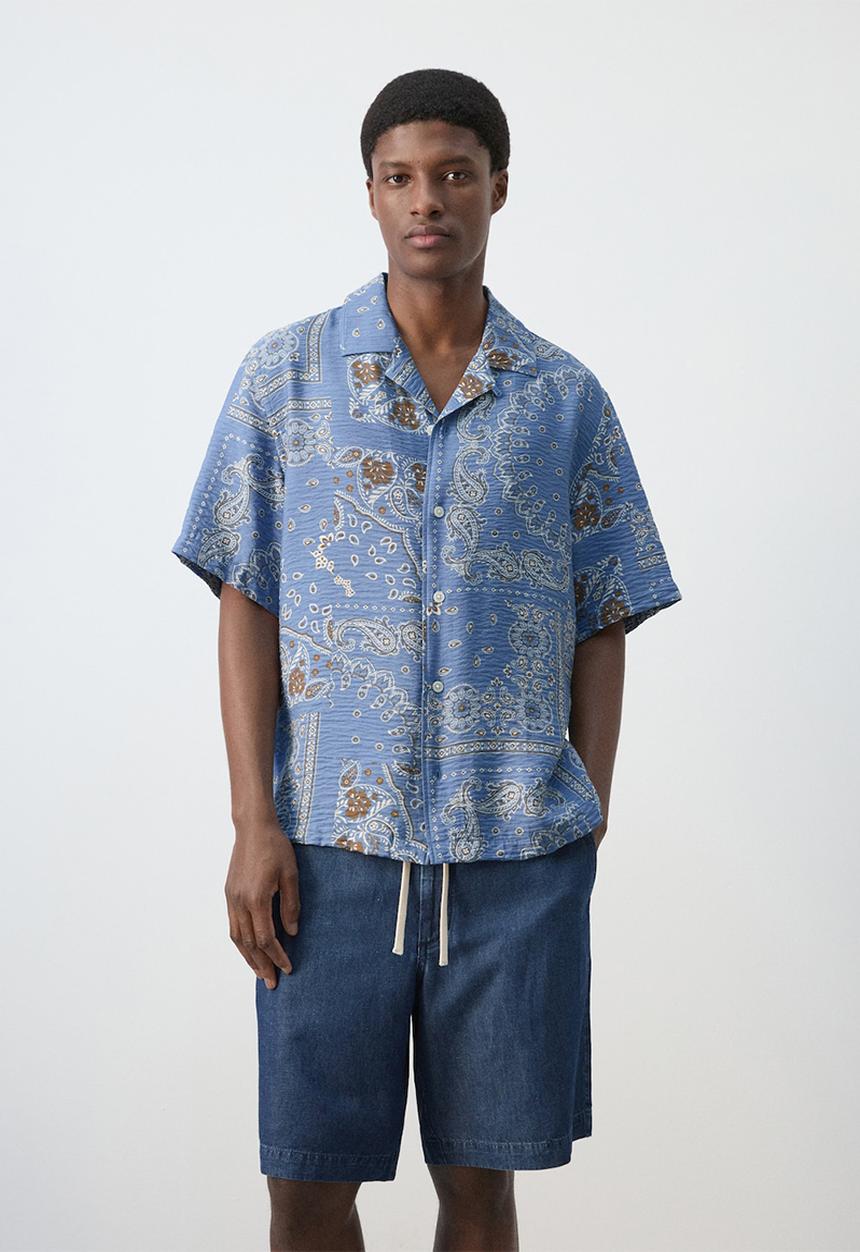 MANGO - Shirt Madras - Whitish-Blue