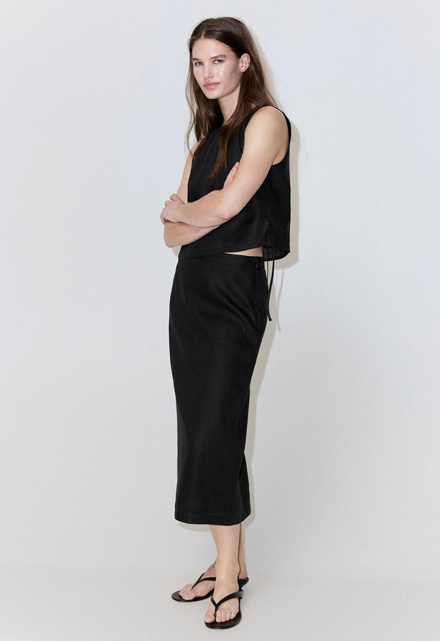 MANGO - Skirt fred - black