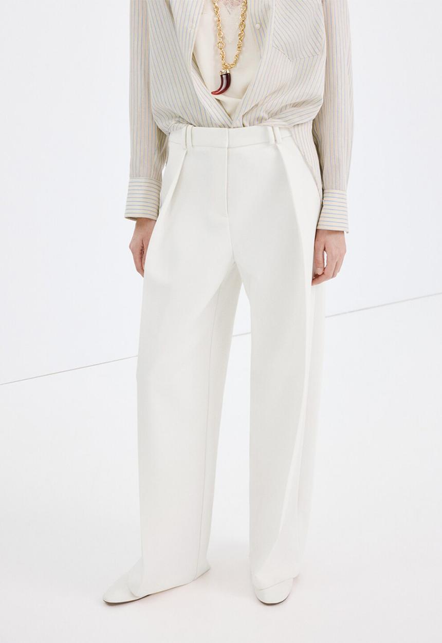 MANGO - Trousers white - white