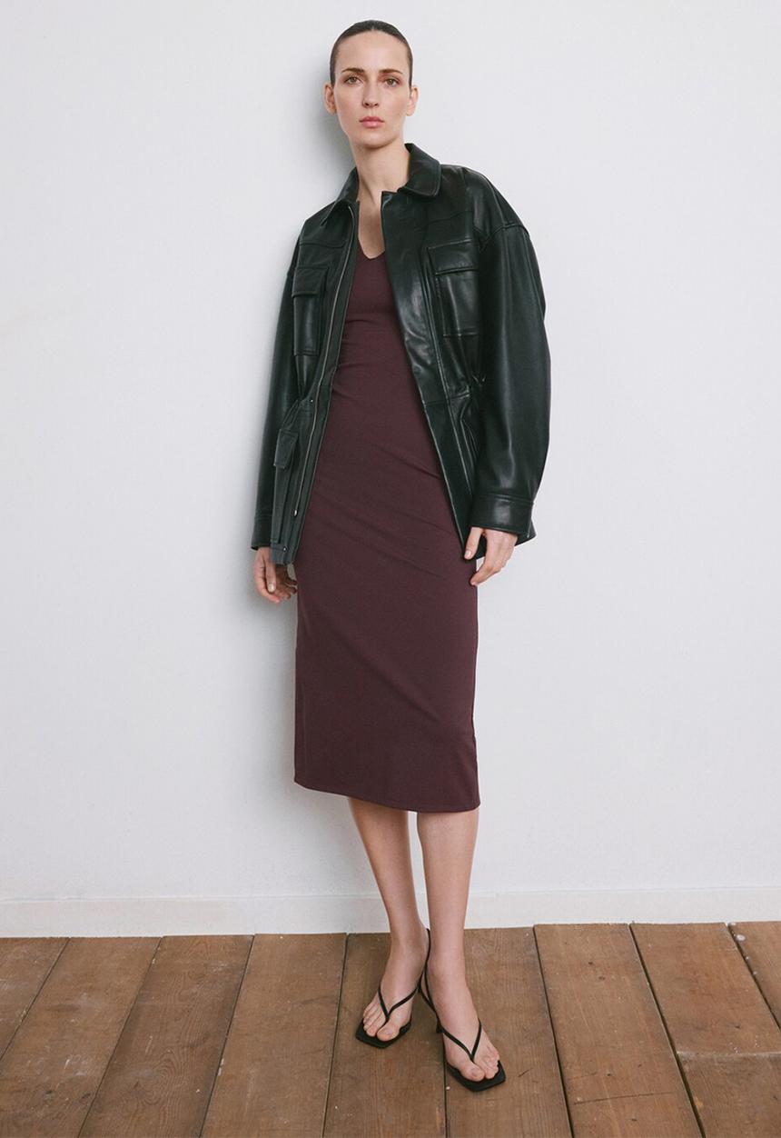 MANGO - Dress rayo - dark red