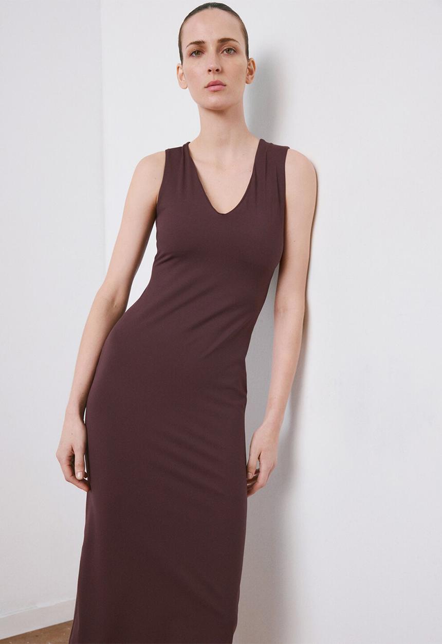 MANGO - Dress rayo - dark red