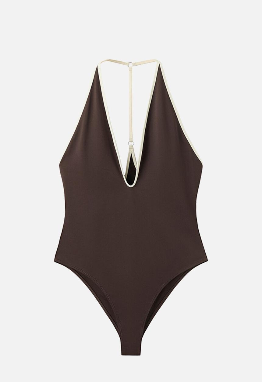 MANGO - Swimsuit puglia- dark brown