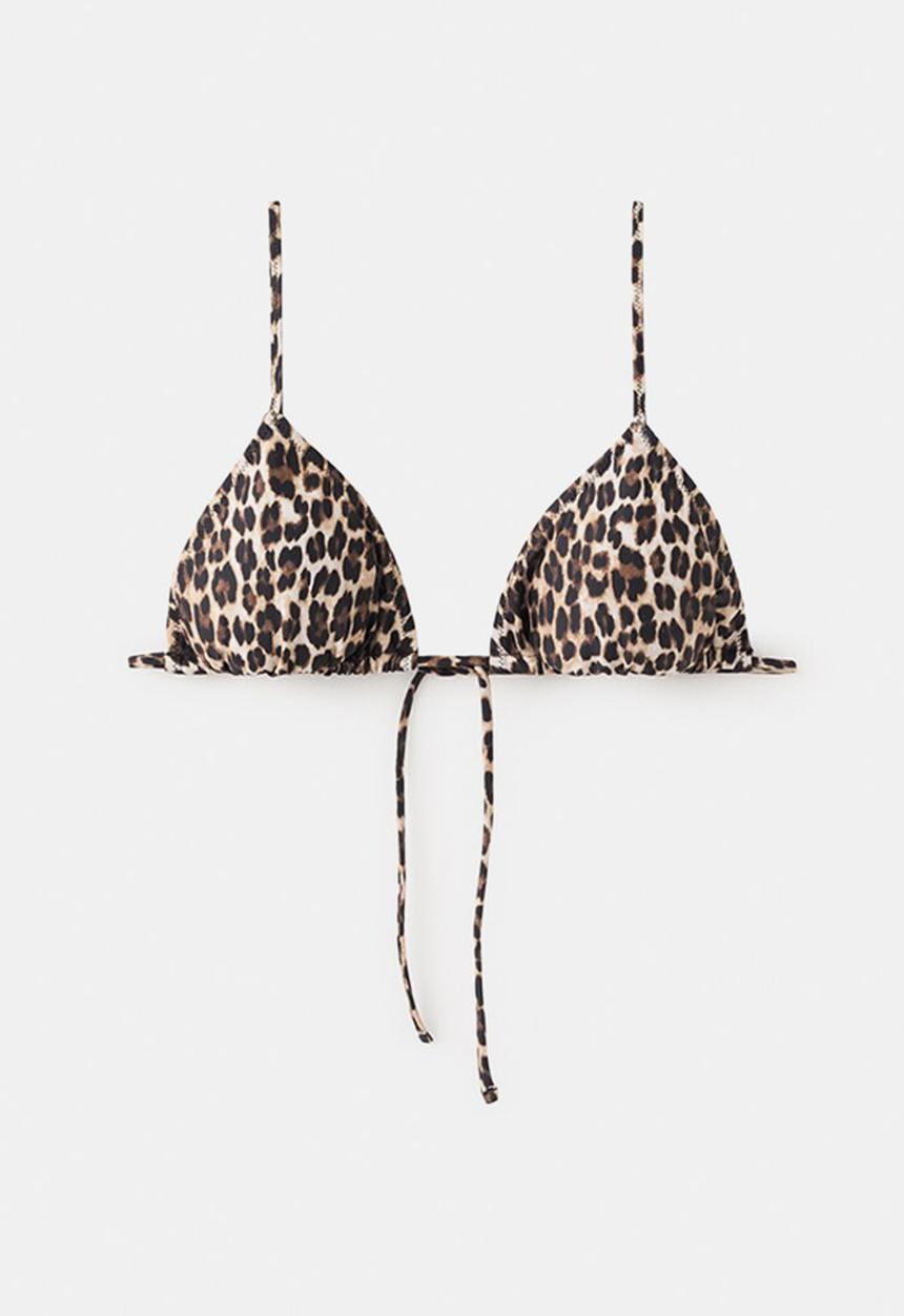 MANGO - Bikini top lea- brown