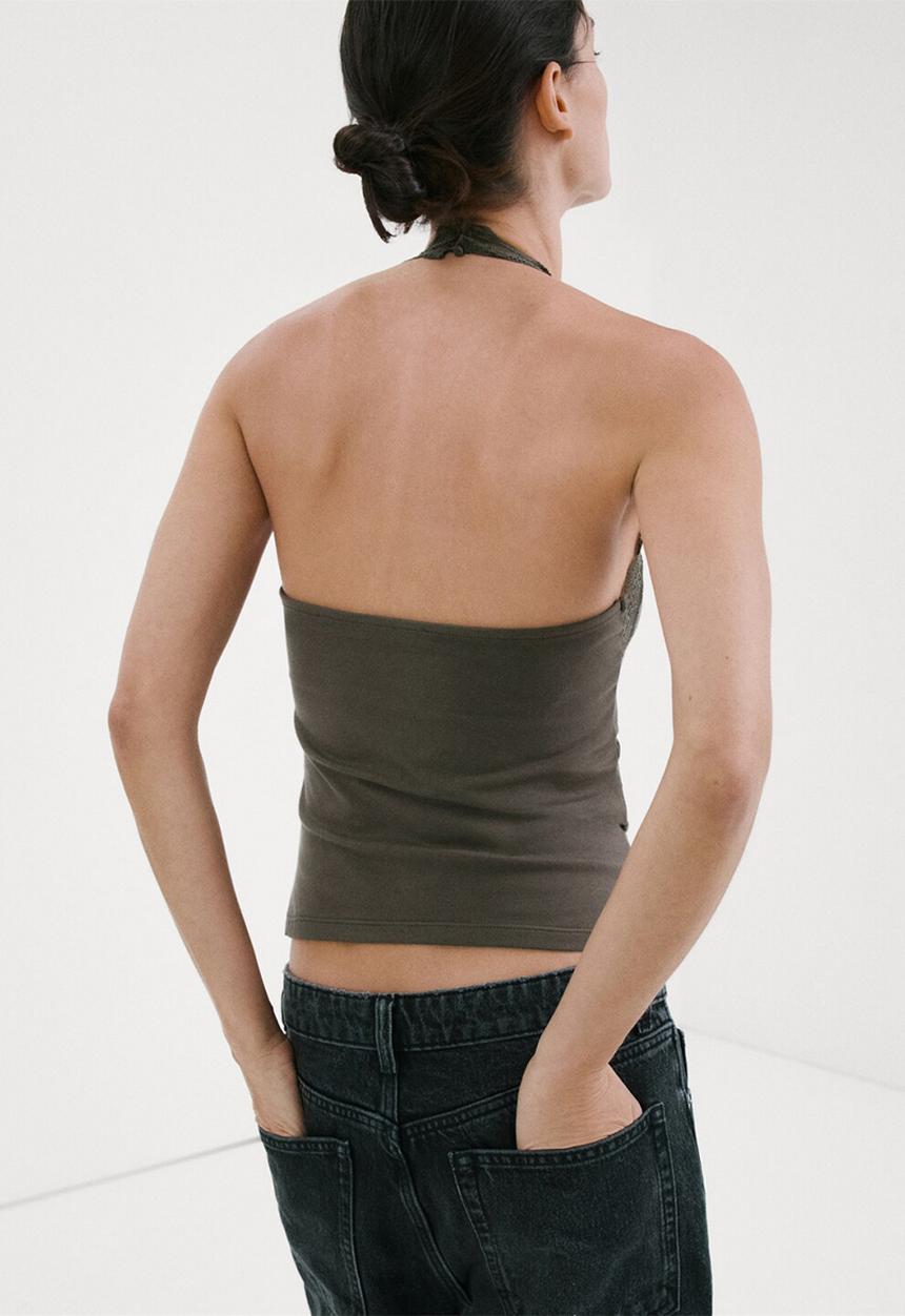 MANGO - Top sofia - medium brown