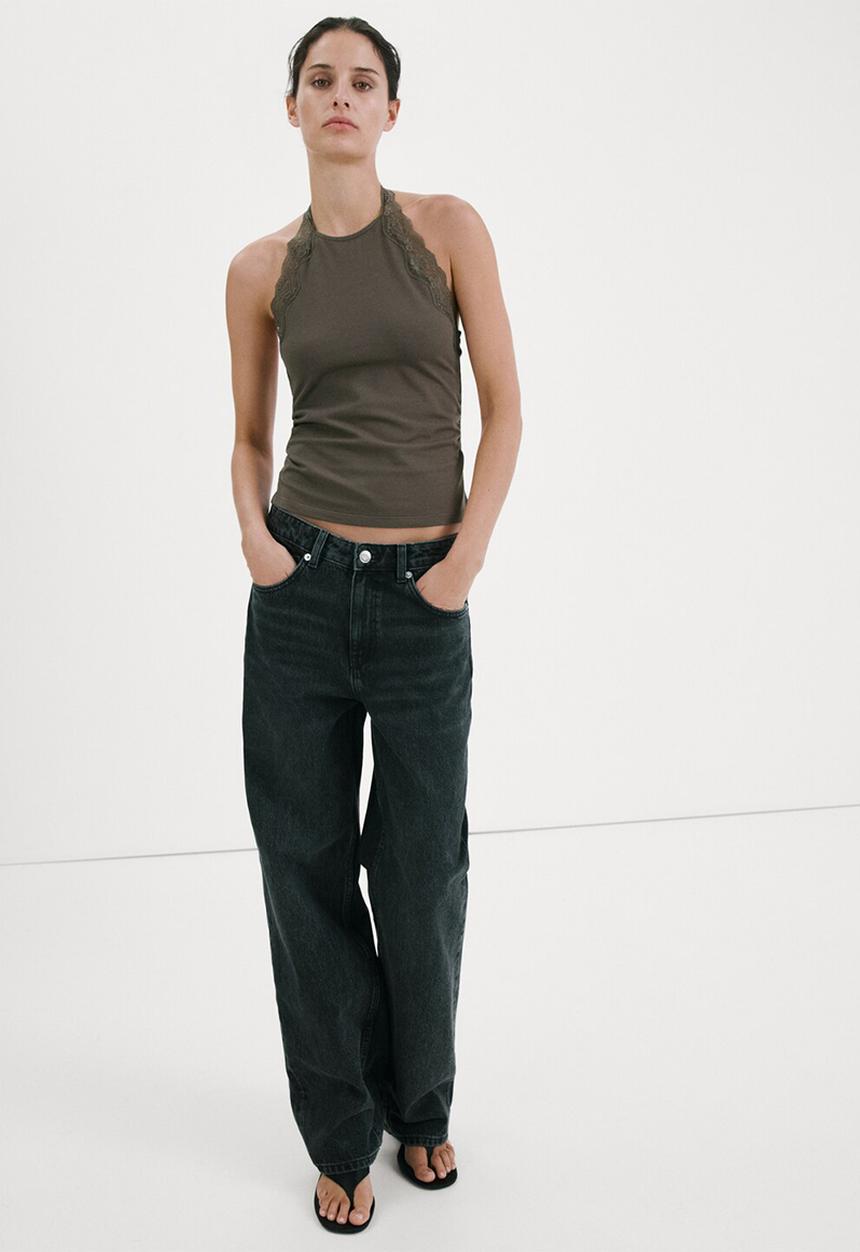 MANGO - Top sofia - medium brown