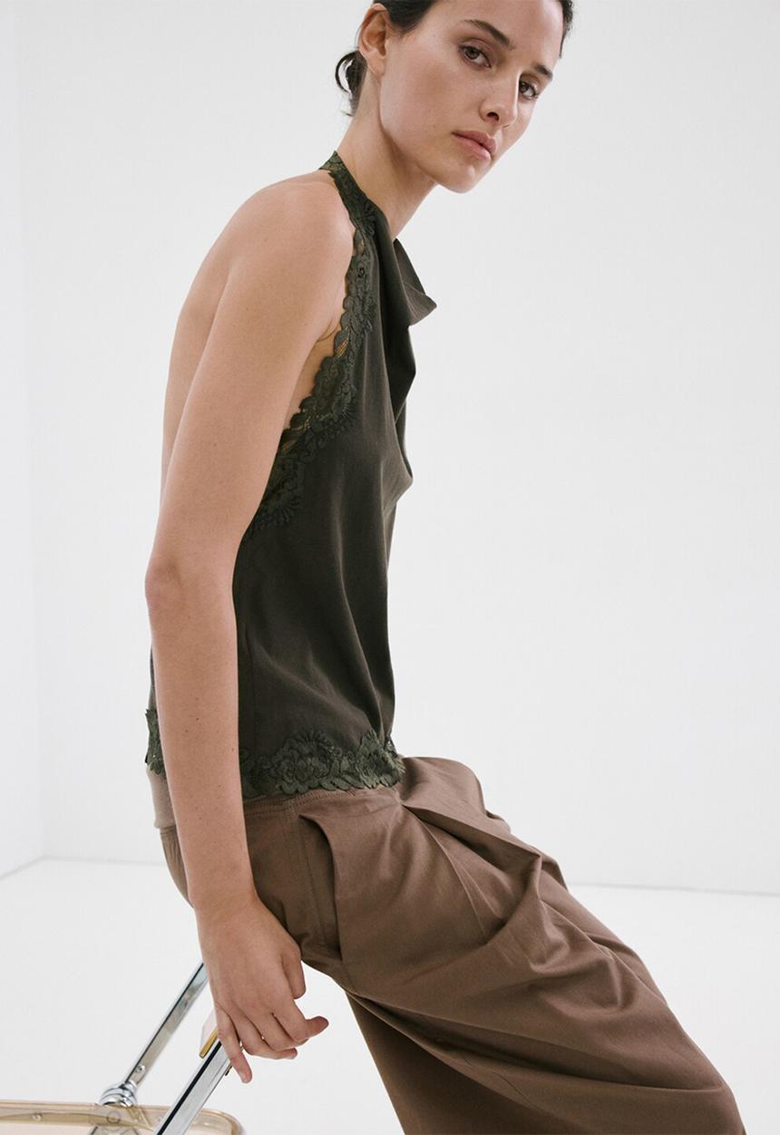 MANGO - Top kristen - khaki