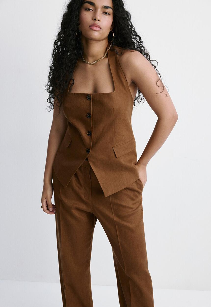 MANGO - Plus trousers boreli - brown