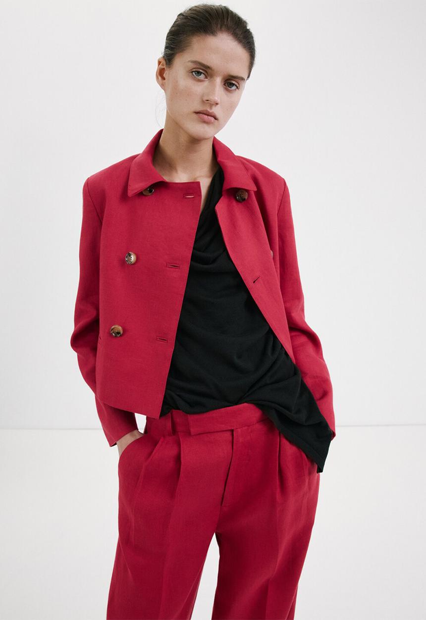 MANGO - Trousers listela - red