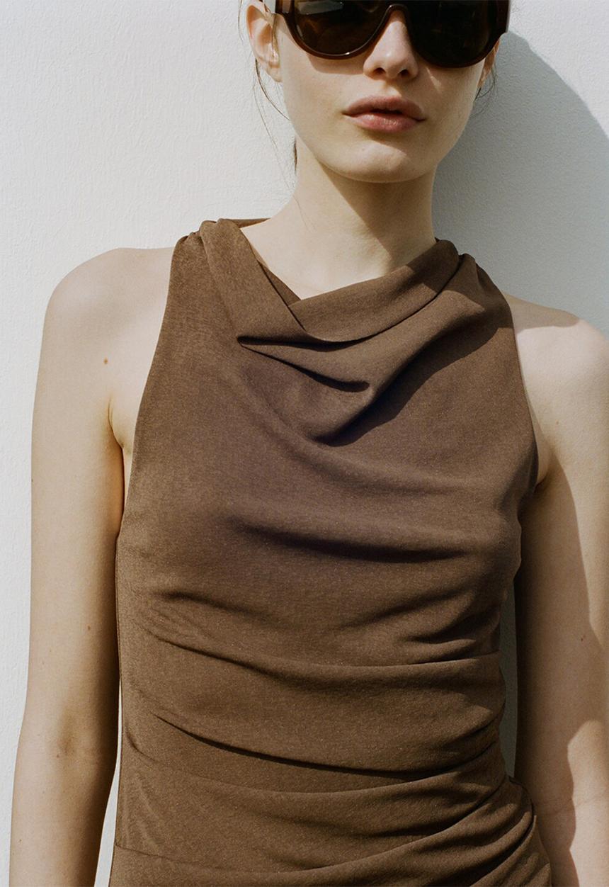 MANGO - Dress mulan - brown