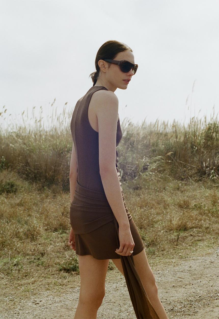 MANGO - Dress mulan - brown