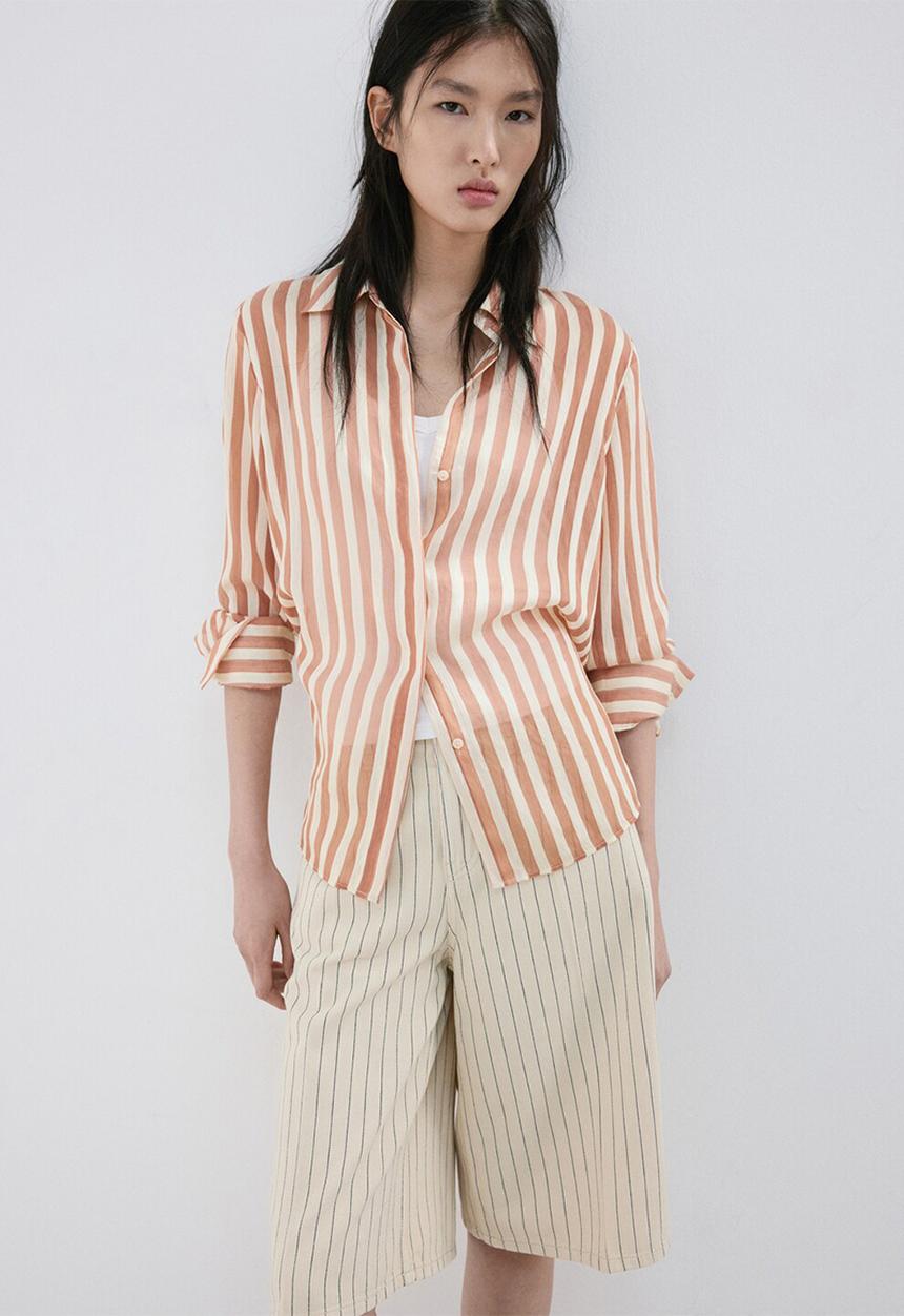 MANGO - Shirt rayo - brown