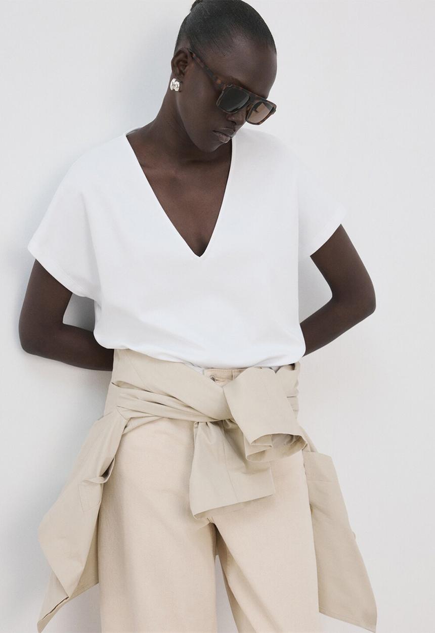 MANGO - T-shirt sevipi - white