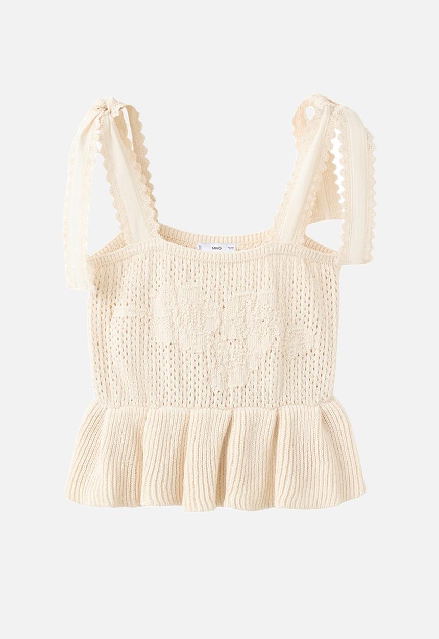 MANGO - Top amelie - light beige