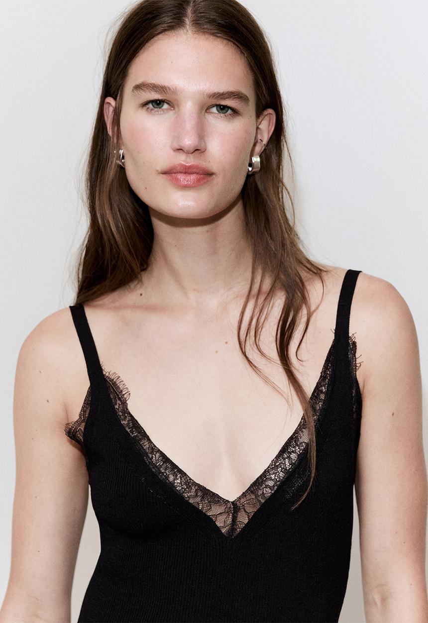 MANGO - Dress curcuma - black