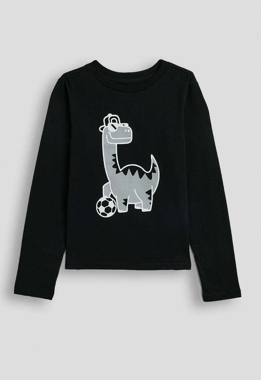 Pop Candy - Dino graphic pj set - black/charcoal stripe