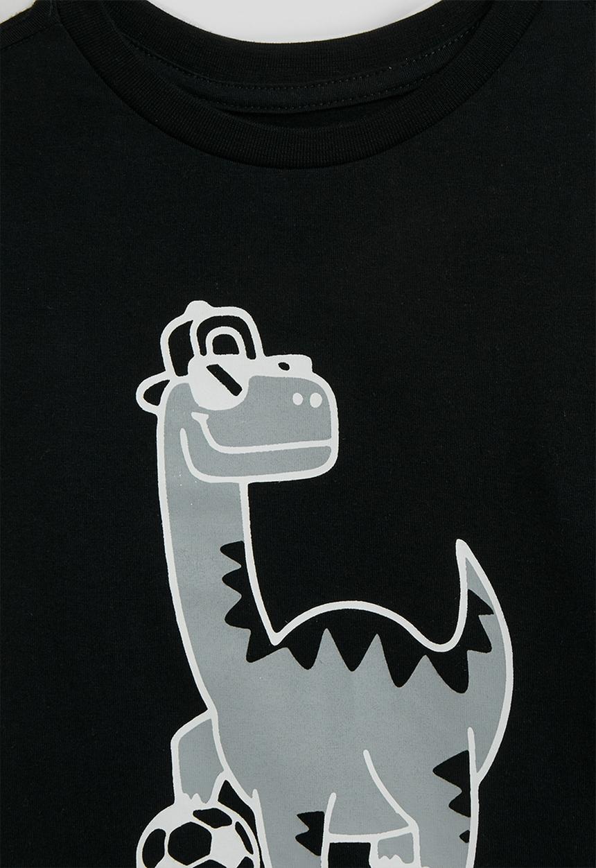 Pop Candy - Dino graphic pj set - black/charcoal stripe