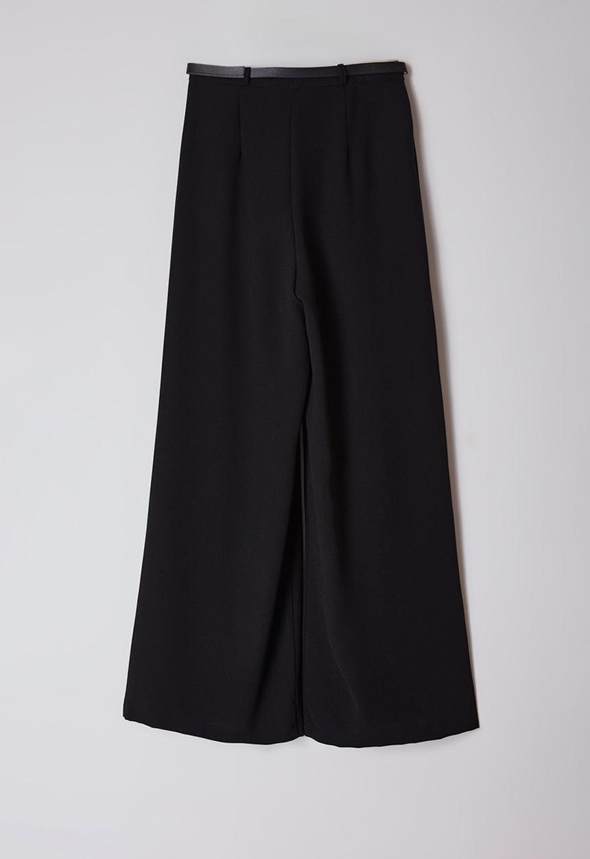 Trendyol - Belted Pleated Palazzo Trousers - Black